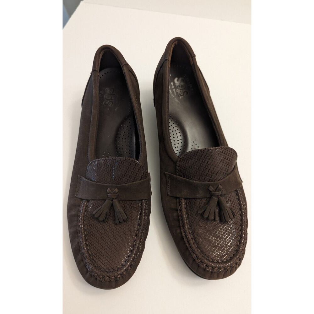 SAS Women's Taylor tassel loafers brown suede shoes, size US 8 M